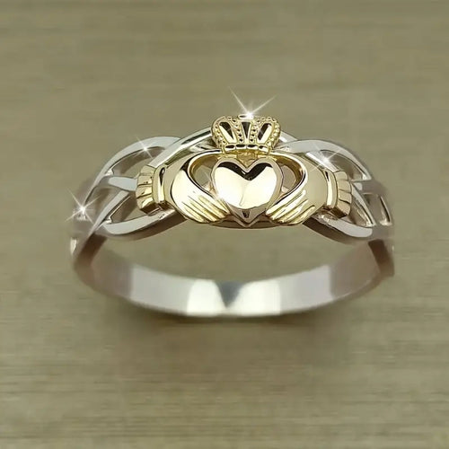 Gold Crown Silver Ring