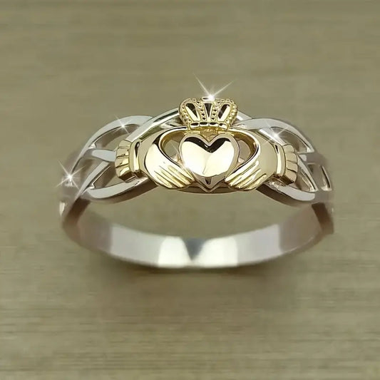 Gold Crown Silver Ring