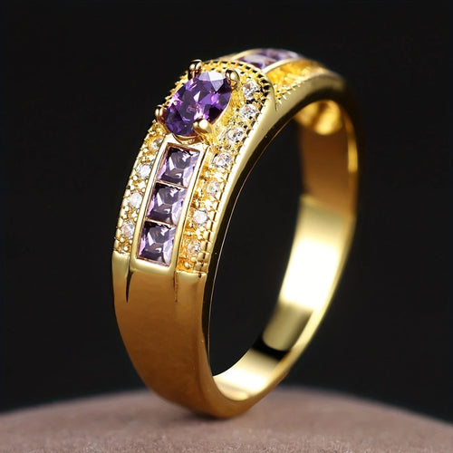 Vintage Purple Zirconia Golden Ring