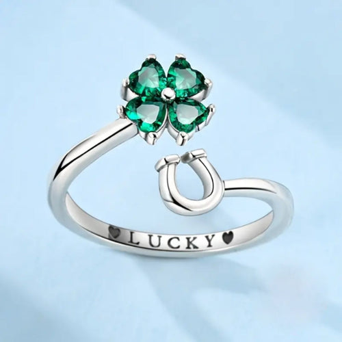 Adjustable Green Blossom Lucky Ring