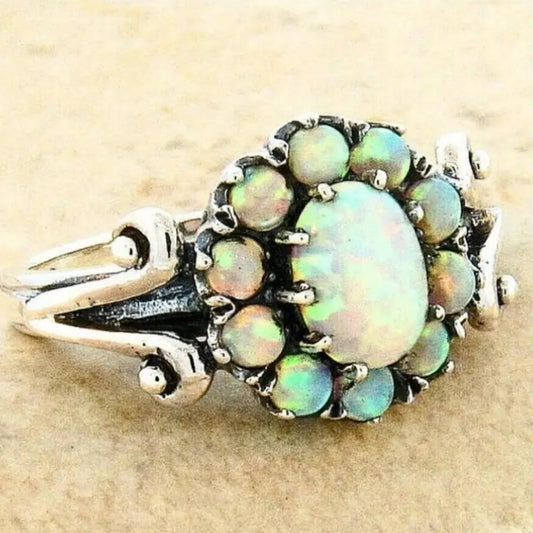 Opal Flower Ring