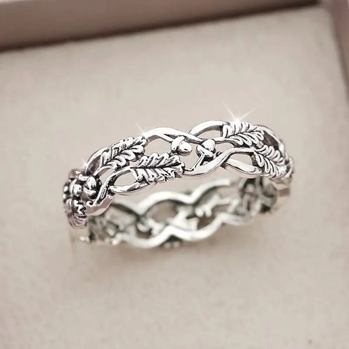 Silver Plated Leaf Hollow Ring