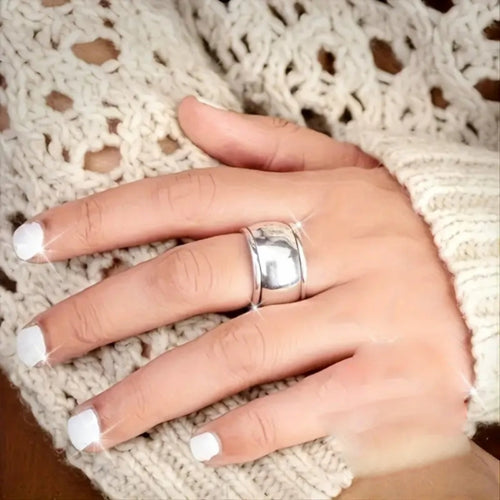 Silvered Thick Ring
