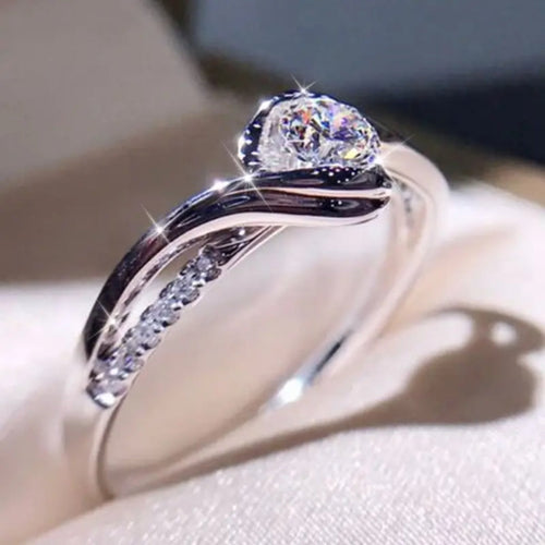 Spiral Zirconia Orbit Silver Ring