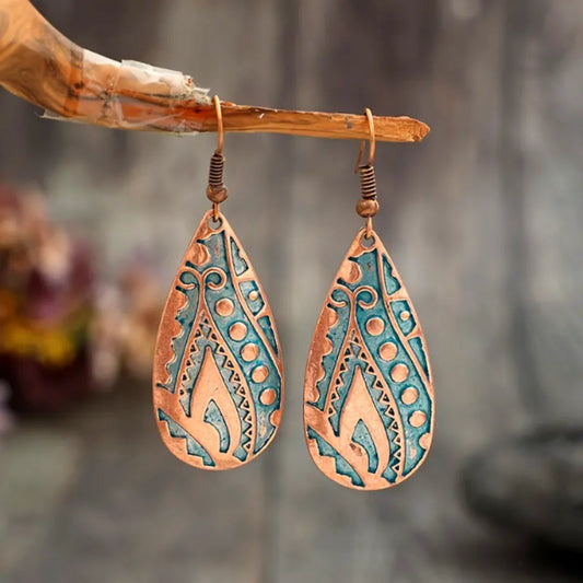 Blue Bronze Drop Earrings