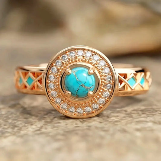 Rounded Blue Stone Zirconia Ring