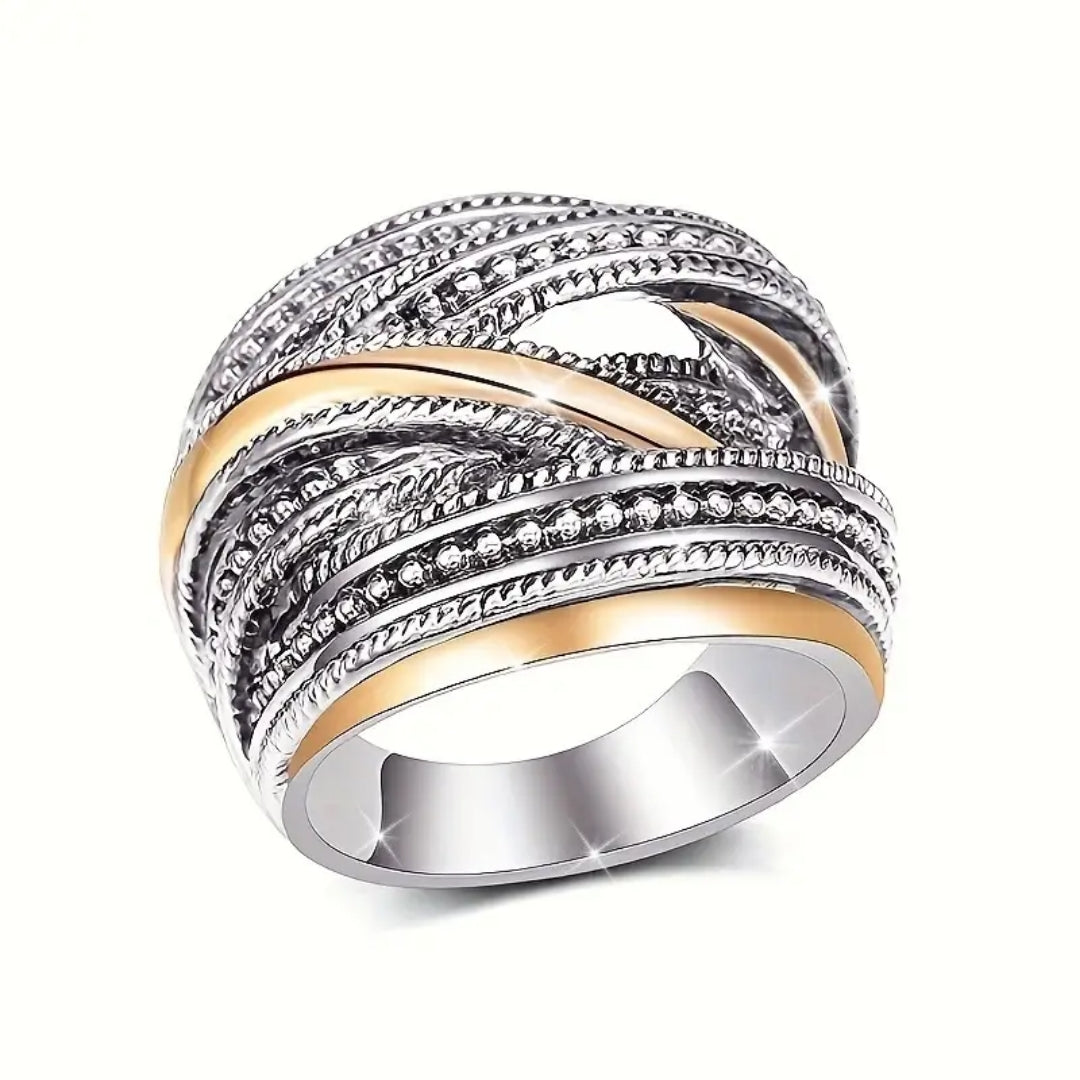 Gold & Silver Layered Beads Ring