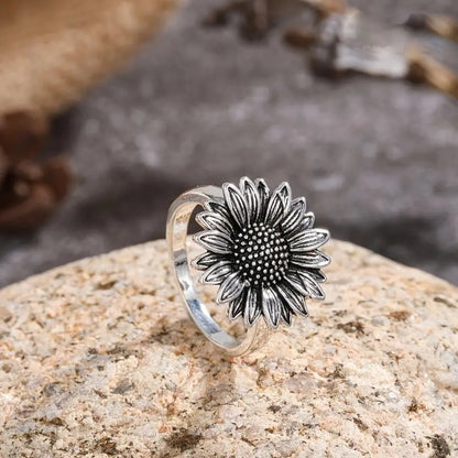 Silvered Sunflower Ring