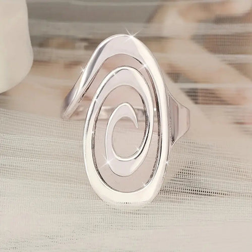 Silvered Bright Maze Ring