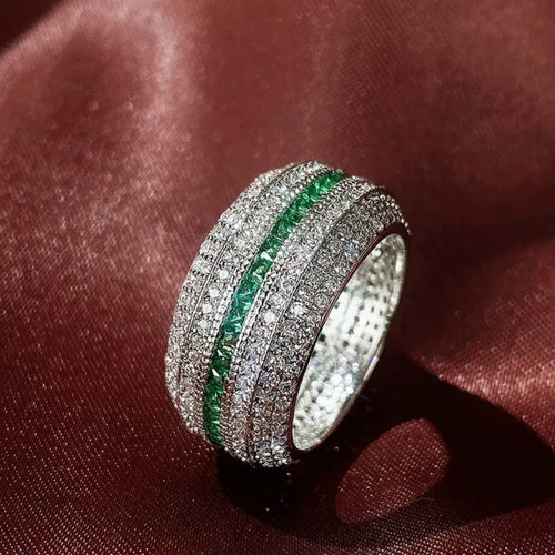 Crown Emerald Trail Silver Ring