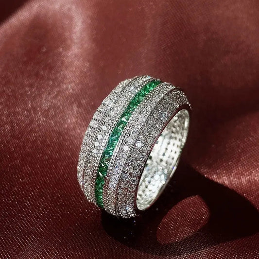 Crown Emerald Trail Silver Ring