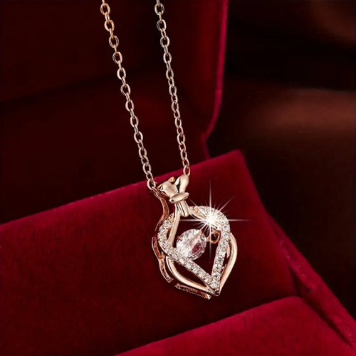 Rose Elegant Crystal Flask Necklace