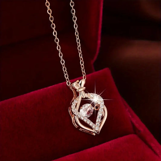 Rose Elegant Crystal Flask Necklace