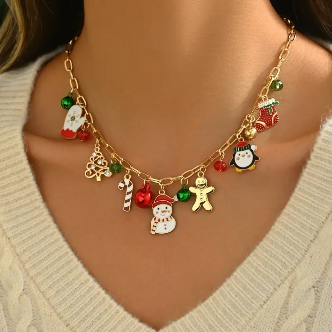 Christmas Charms Gold Necklace