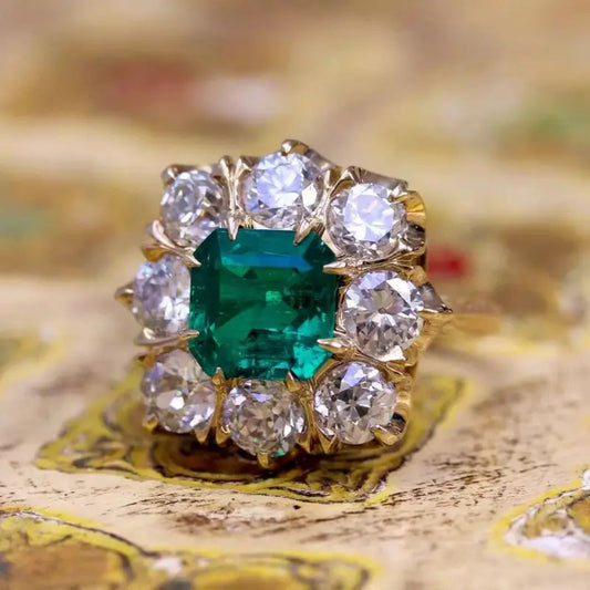 Emerald Glass Golden Ring