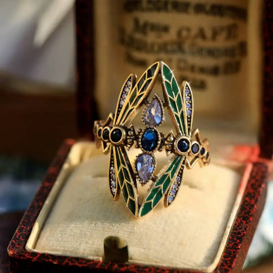 Vintage Mandala Flower Crystal Ring