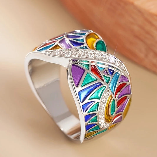 Colorful Silver Band Ring