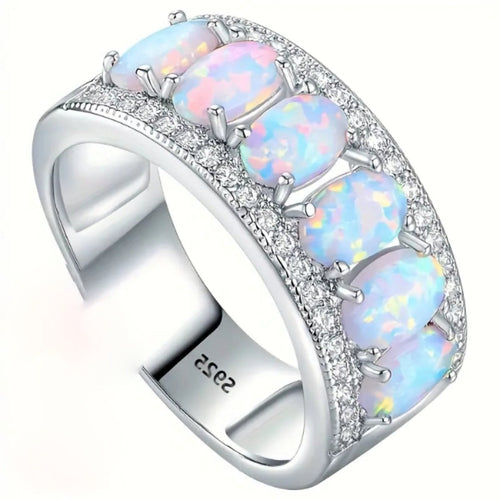 Opal Bright Silvered Ring