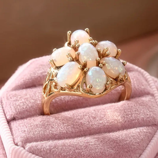 White Opal Nest Ring