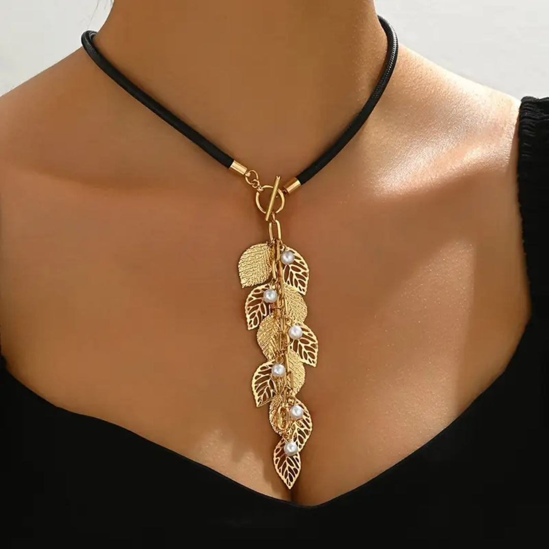 Dangling Golden Fern Necklace
