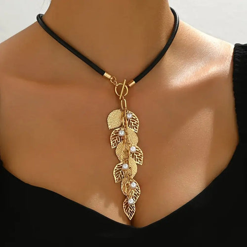 Dangling Golden Fern Necklace