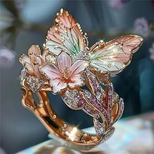 Bright Butterfly Rose Ring