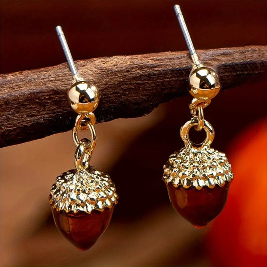 Hazelnut Red Golden Earrings