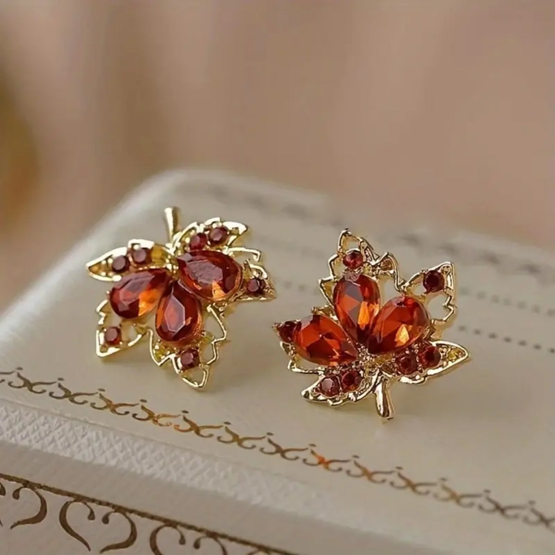 Fall Crystal Leaf Earrings