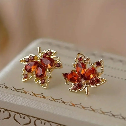 Fall Crystal Leaf Earrings