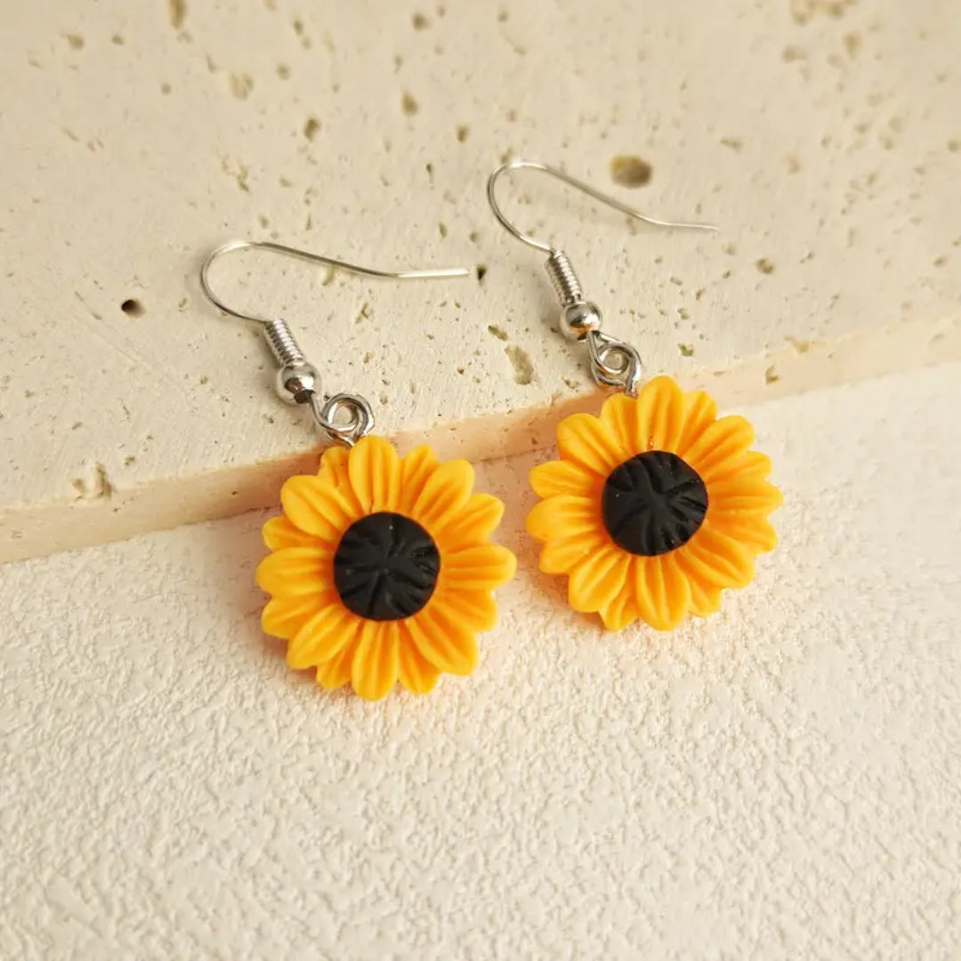 Sunflower Silver Earrings