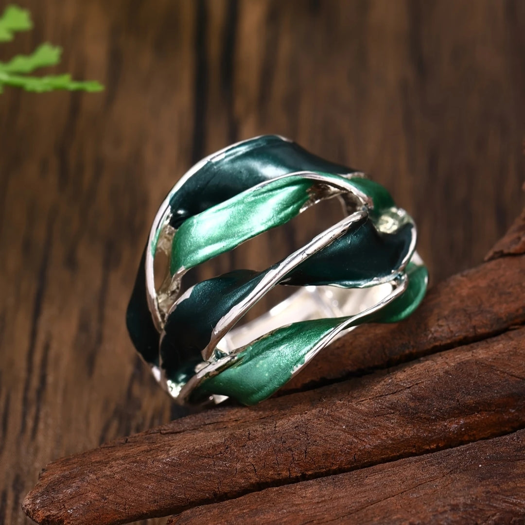 Handpainted Turquoise Layered Ring