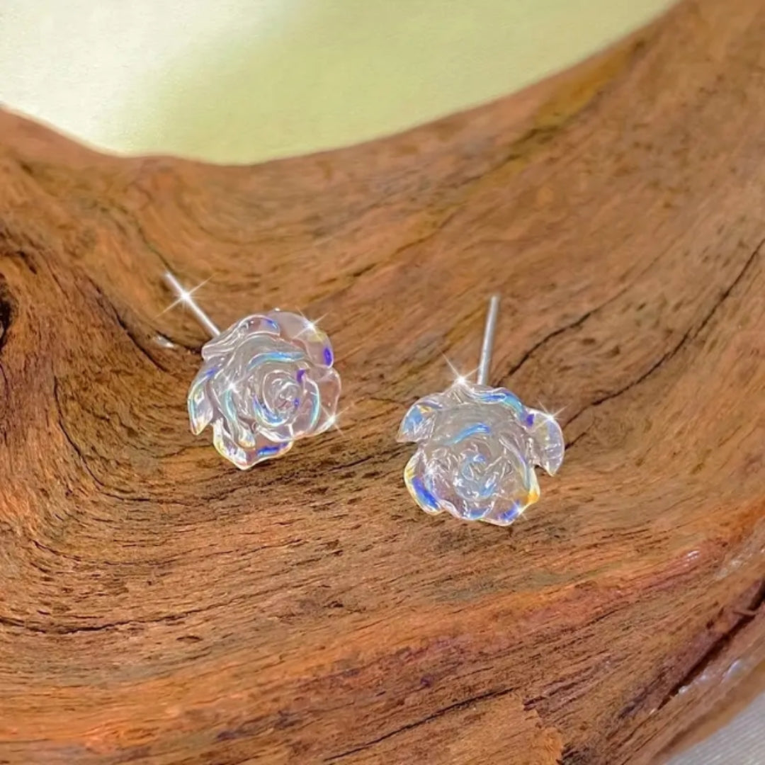 White Crystalline Blossom Earrings