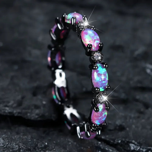 Violet Opal Silver Ring