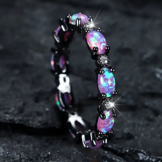 Violet Opal Silver Ring