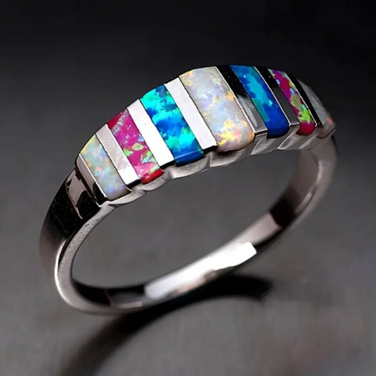 Colorful Inlaid Opal Ring