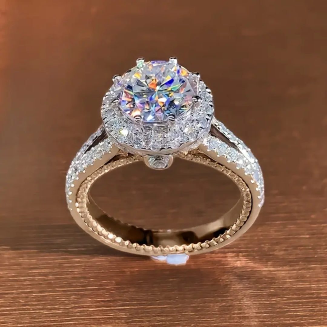 Sparkling White Crystal Rounded Ring