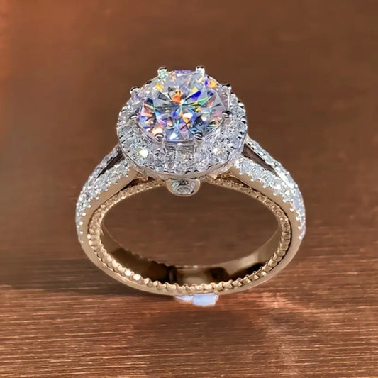 Sparkling White Crystal Rounded Ring