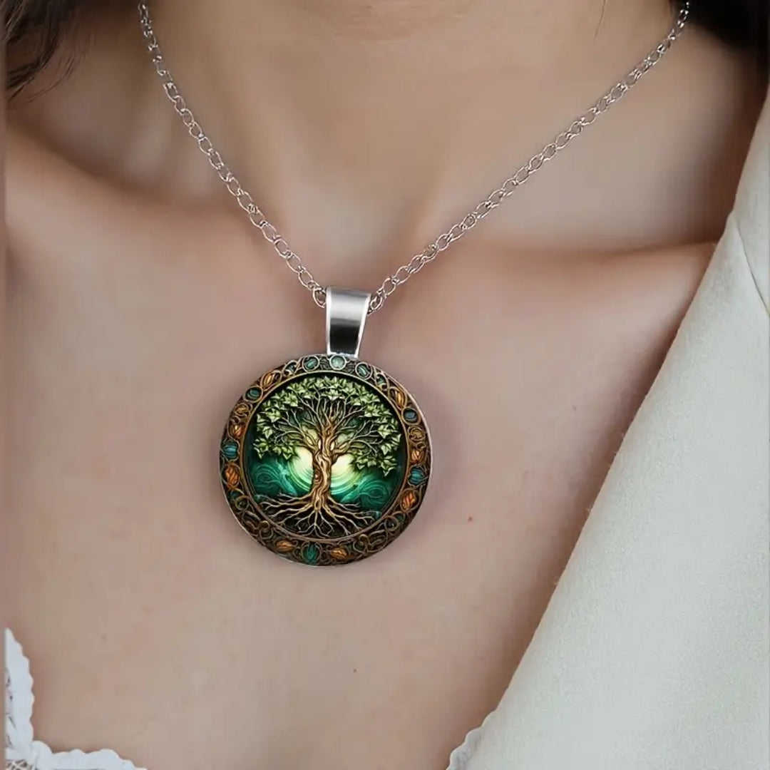 Green Tree of Life Pendant Necklace
