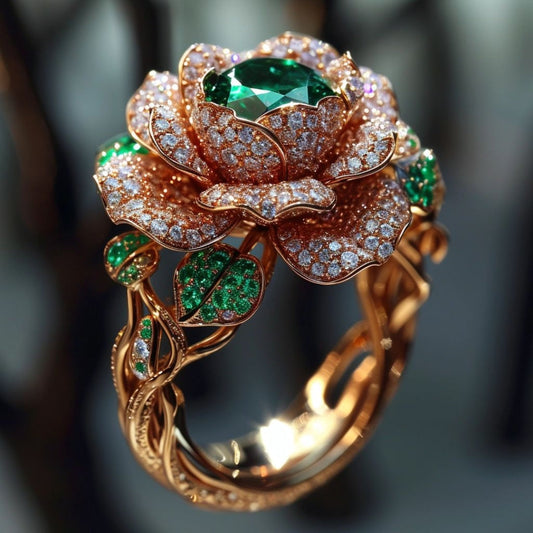 Green Bright Rose Ring