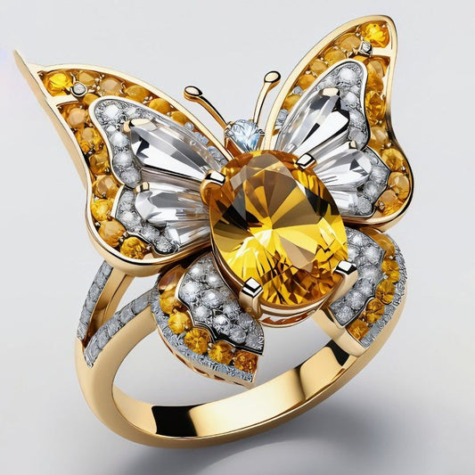 Yellow Butterfly Exotic Gold Ring