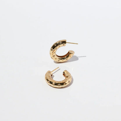 Cosmic Hoop Earrings | White Gold 16k
