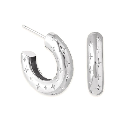 Cosmic Hoop Earrings | White Gold 16k