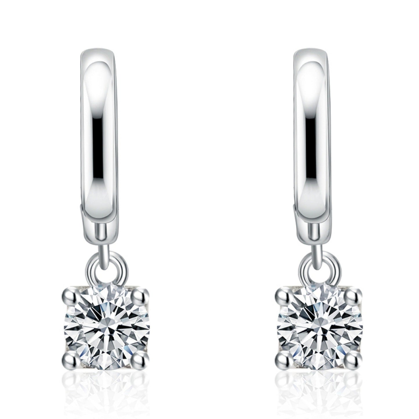 Aurora Square Drop Earrings | White gold 16k