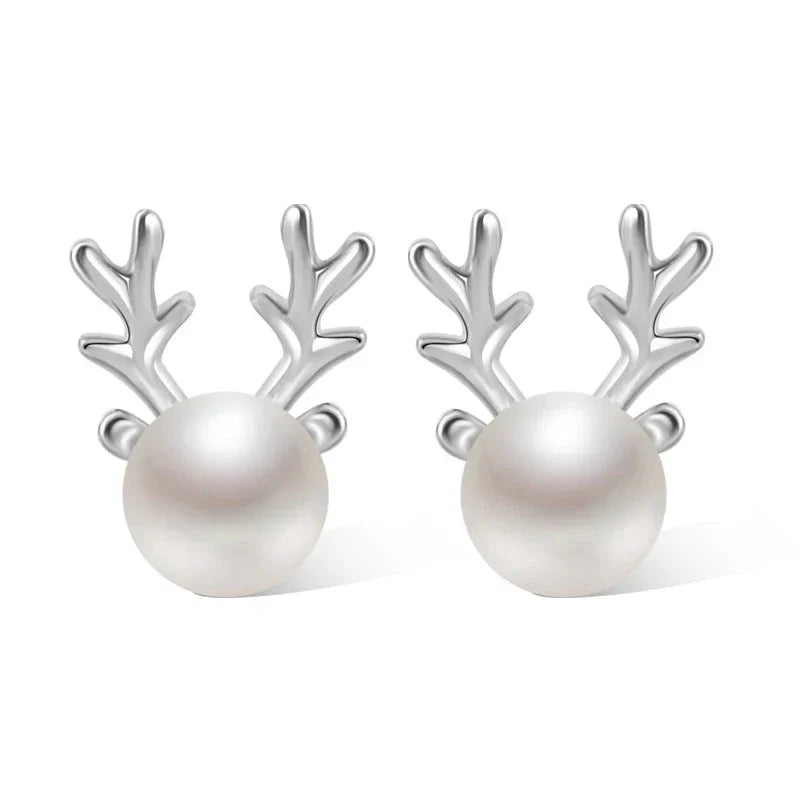 Reindeer Pearl Stud Earrings