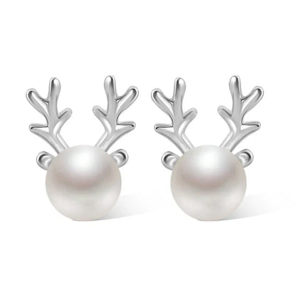 Reindeer Pearl Stud Earrings