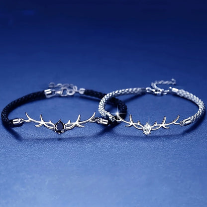 Deer Horn Heart Bracelet with Zircon