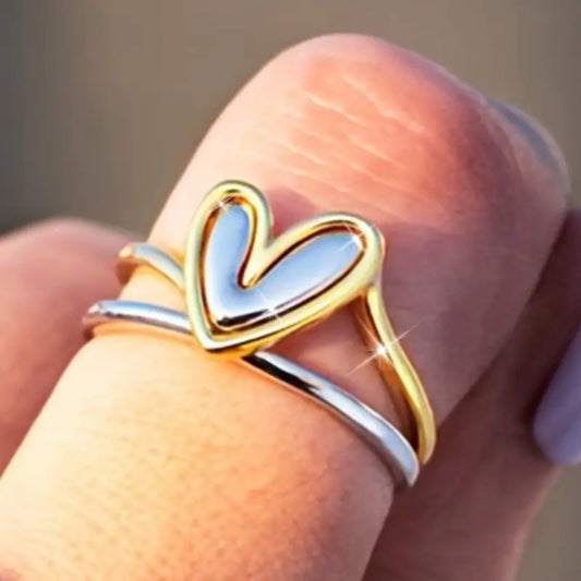 Gold & Silver Plated Heart Ring