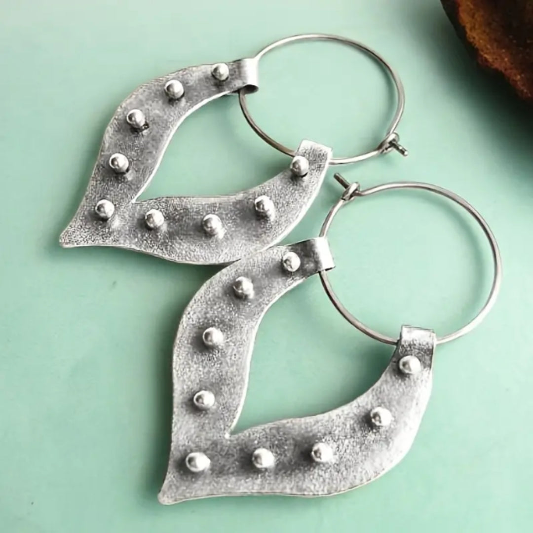 Silver Plated Beads Hoop Earrings