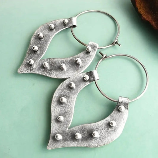 Silver Plated Beads Hoop Earrings