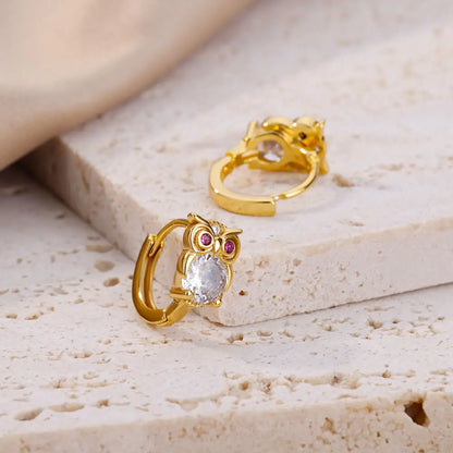 Crystal Animal Hoop Earrings